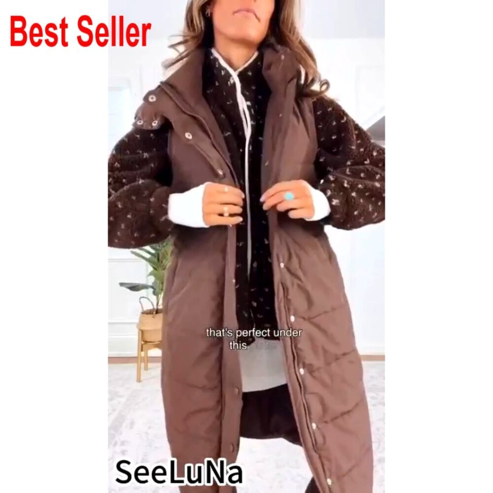 Oversized Sherpa Puffer Jacket Button Down High Neck Polka Dot Cozy Quilted - Picture 7 of 7
